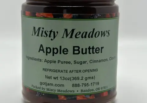 Misty Meadows apple butter jar